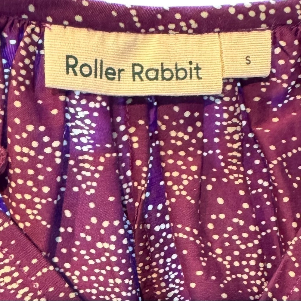 Roller Rabbit Silk Blend Blouse Purple Peasant Womens Small - Picture 8 of 9